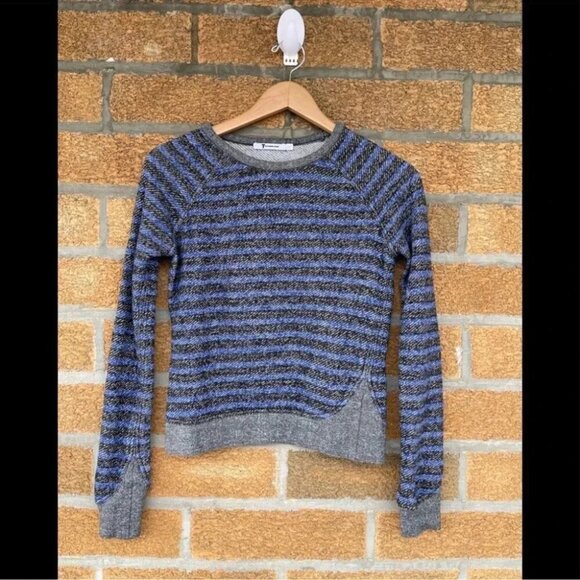 T By Alexander Wang Set Blue Striped Long Sleeve Sweatshirt and shorts XS - Picture 2 of 13